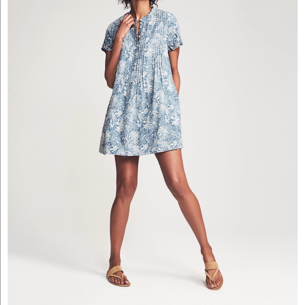 Faherty felina dress blue Kyoto blossom